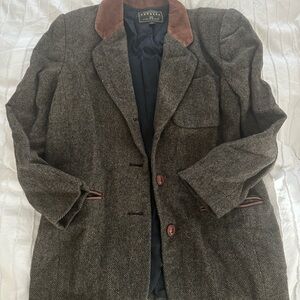 Express Herringbone Blazer with Rust Collar